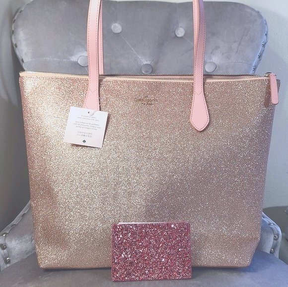 kate spade Handbags - 🍒NWT🍒 KATE SPADE GLITTER TOTE + ID HOLDER
